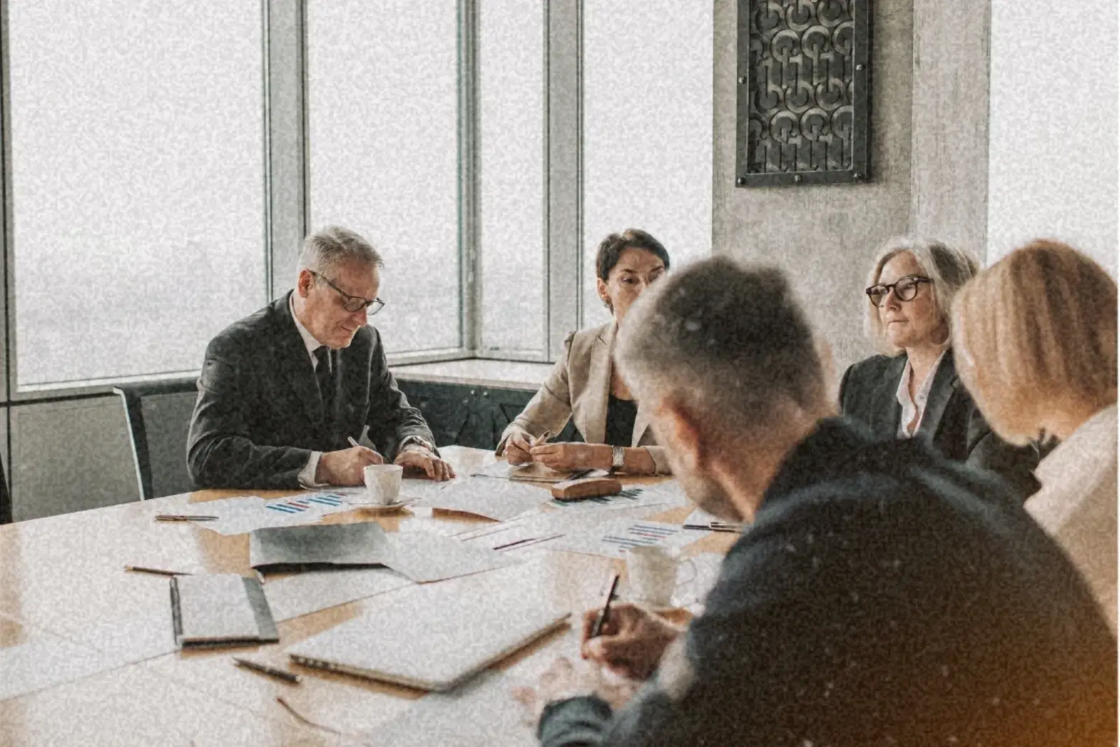 A team during a meeting