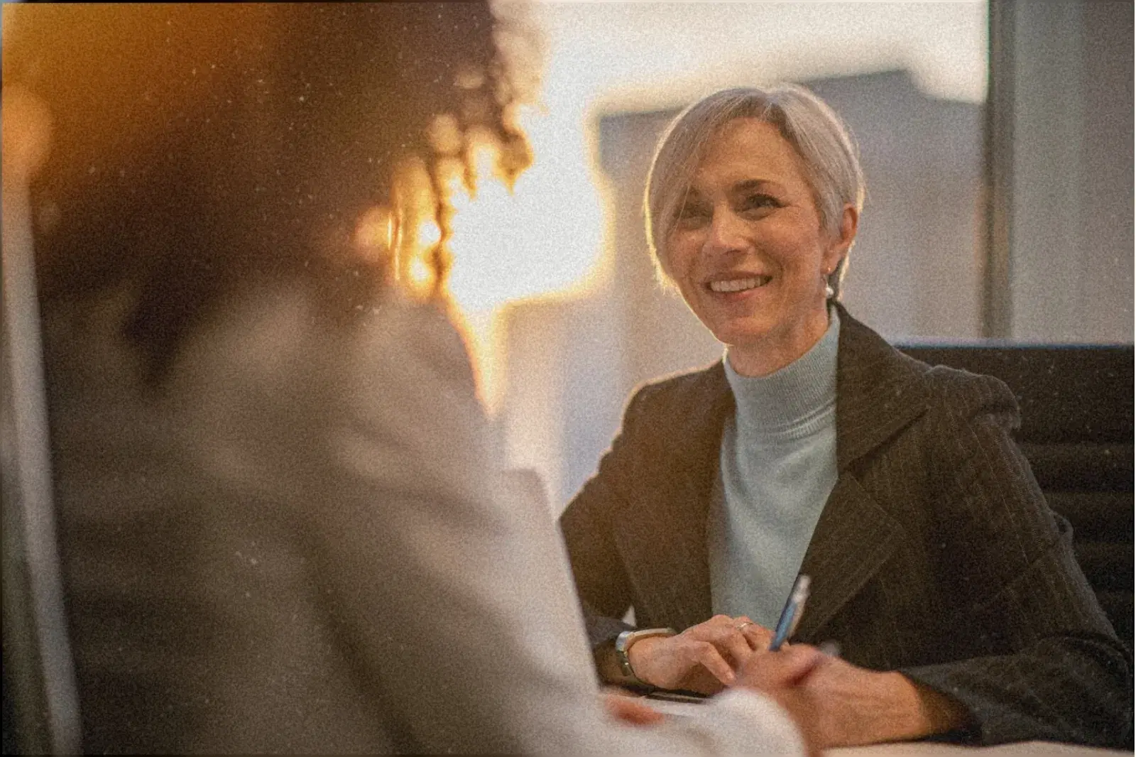 A client conversation at the office