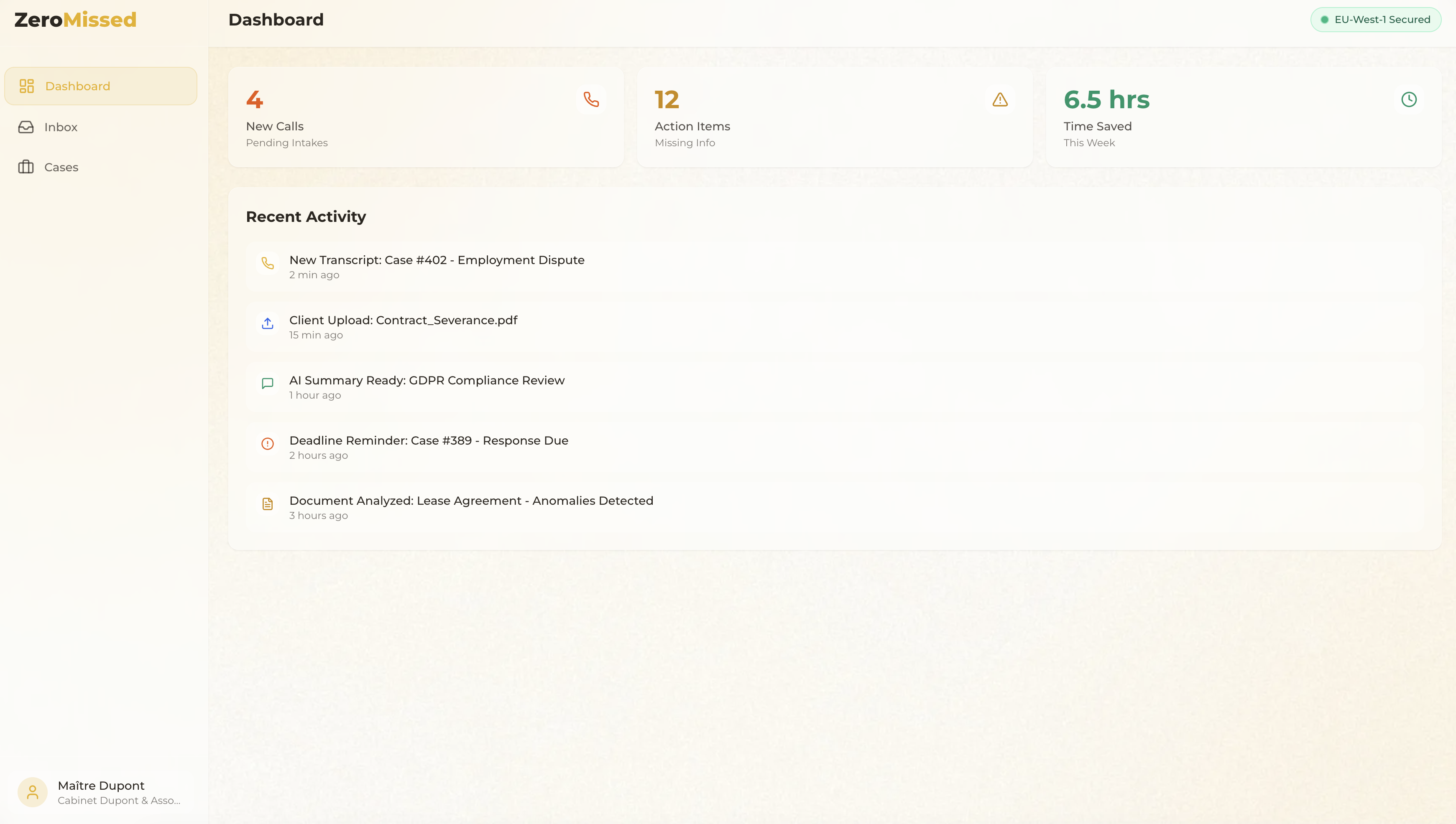 Attorney dashboard screenshot